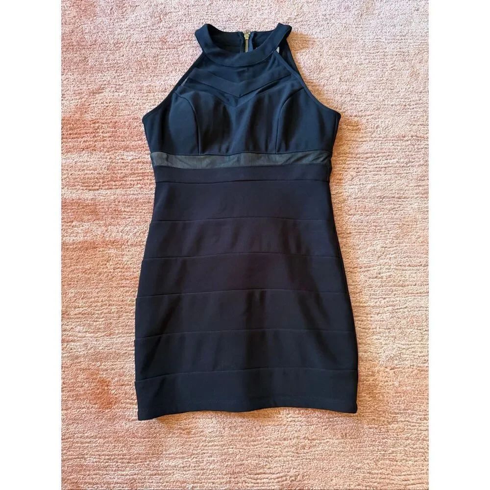 Emerald Sundae Black Halter Bodycon Dress Size M